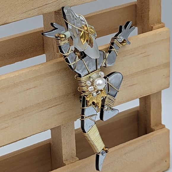 Jill Elizabeth Liztech Oriental Dancing Figure Mirrored 2001 Brooch/Pin - Picture 5 of 11